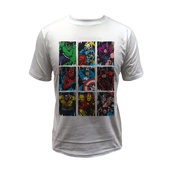 Officiel Marvel garçons T-Shirt-Heroes Unite imprimé sur le devant-Gris clair